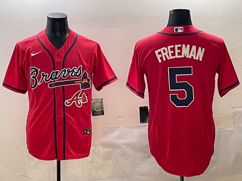 Men Atlanta Braves #5 Freeman Red Game 2025 Nike MLB Jersey style 5->ncaa teams->NCAA Jersey